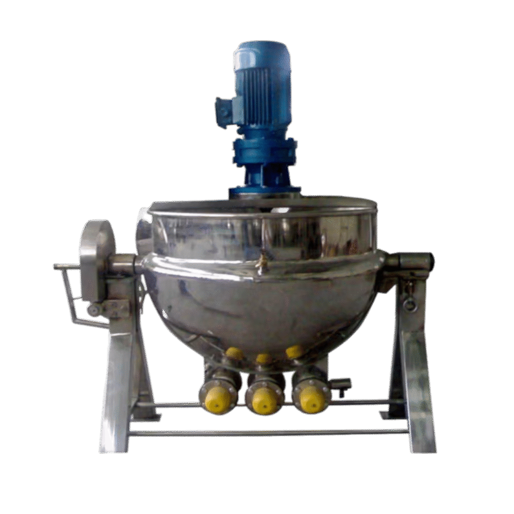 Nồi nấu hơi 2 lớp bán nguyệt đứng có cánh khuấy